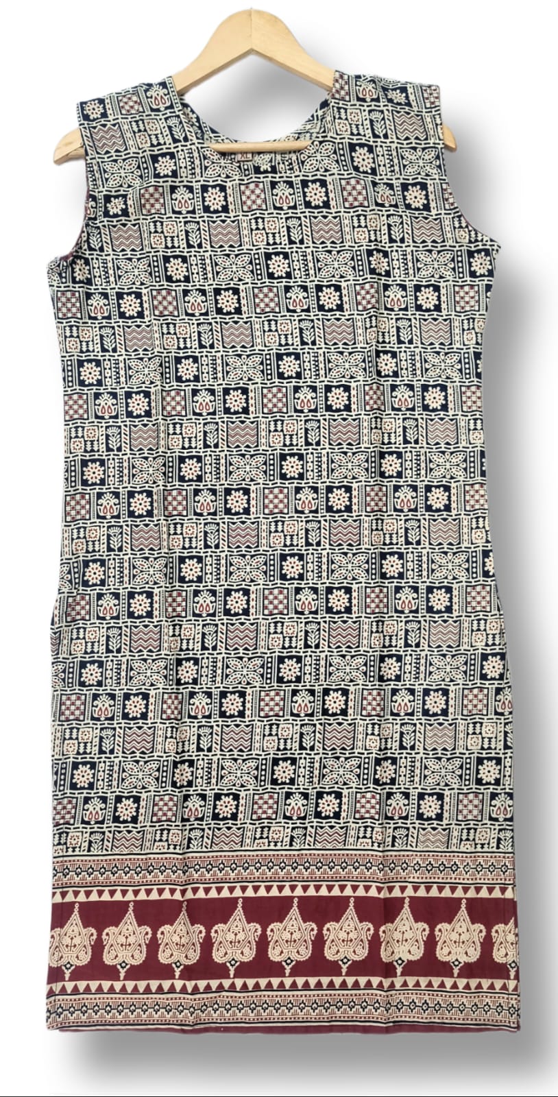 PRINTED COTTON SLEEVLESS KURTI
